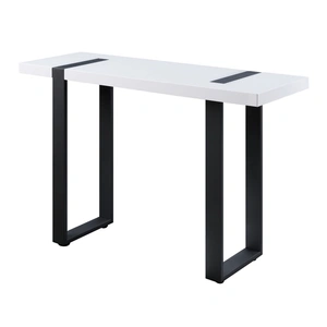 Furniture of America Eimear Lacquer/Metal Sofa Table, White/Black