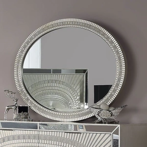 Furniture of America Valletta Polyresin/Wood Oval Mirror, Champagne