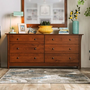 Furniture of America Keizer Wood Double Dresser w/6 Drawers, Dark Cherry