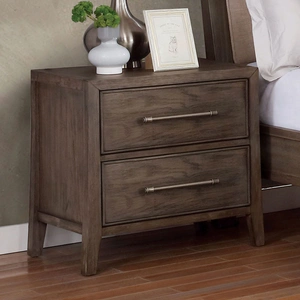 Furniture of America Tawana Wood Nightstand w/2 Drawers & USB Charger, Warm Gray