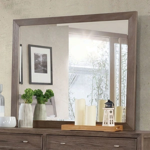 Furniture of America Tawana Wood Rectangular Mirror, Warm Gray