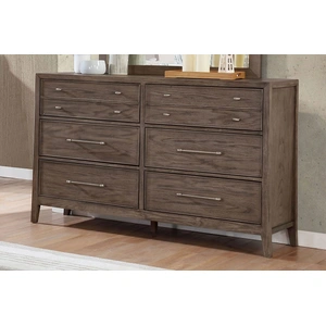 Furniture of America Tawana Wood Double Dresser w/6 Drawers, Warm Gray