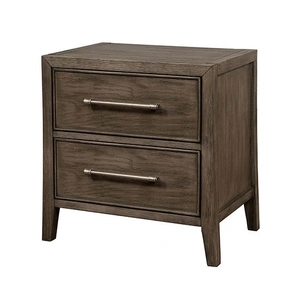 Furniture of America Tawana Wood Nightstand w/2 Drawers & USB Charger, Warm Gray