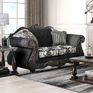Furniture of America Ronja Chenille Fabric Button Tufted Loveseat