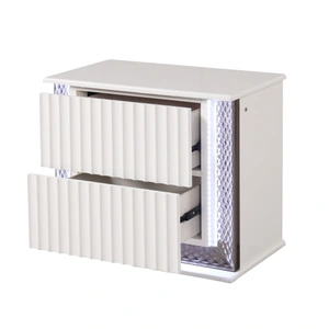 Galaxy Home Furnishings Fabio Wood Nightstand w/2 Drawers & LED Light, White