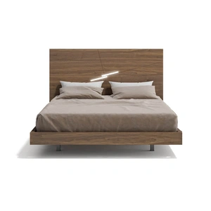 J&M Furniture Faro Premium Platform Bed, Walnut/Light Grey