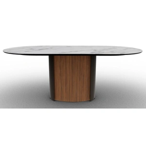 Calligaris Yoroi W78.7-inch Ceramic/Metal/Wood Customizable Oval Dining Table