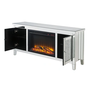 Cnc Industrial SM Mirrored TV Console w/2 Doors, Silver