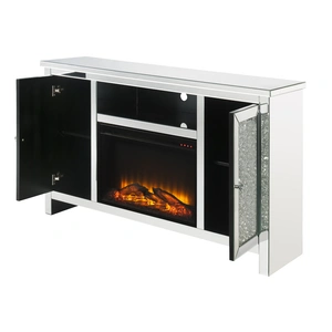 Cnc Industrial SM Mirrored TV Console w/2 Doors, Height 36-inch, Silver