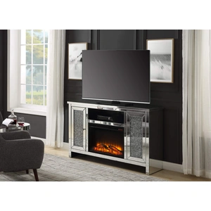 Cnc Industrial SM Mirrored TV Console w/2 Doors, Height 36-inch, Silver