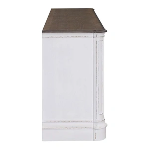 Liberty Furniture 244 82-inch Wood TV Console w/Firebox Insert & 2 Doors, Antique White/Weathered Bark