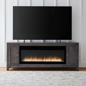 Liberty Furniture 406 78-inch Wood TV Console w/Firebox Insert & 2 Doors, Dusty Charcoal