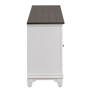 Liberty Furniture 417 80-inch Wood TV Console w/Firebox Insert, Wirebrushed White/Charcoal