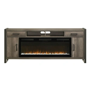 Liberty Furniture 686 78-inch Wood 2-Drawer TV Console w/Firebox Insert & 2 Doors, Graystone