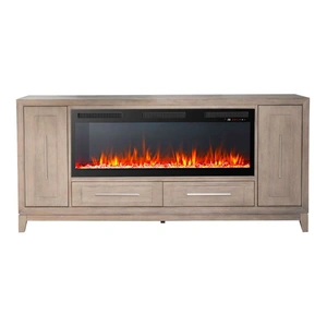 Liberty Furniture 789 80-inch Wood 2-Drawer TV Console w/Firebox Insert & 2 Doors, Sandstone