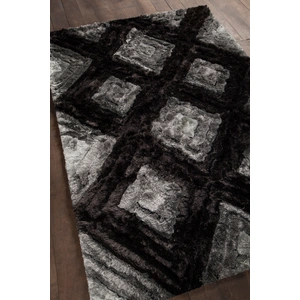 Chandra Flemish Polyester Rectangular Hand-woven Rug, Grey/Black/Charcoal