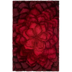 Chandra Flemish Polyester Rectangular Hand-woven Rug, Red/Black