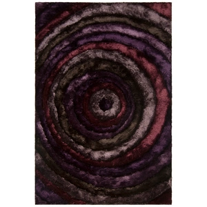 Chandra Flemish Polyester Rectangular Hand-woven Rug, Purple/Grey/Charcoal