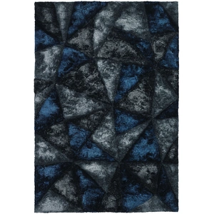 Chandra Flemish Polyester Rectangular Hand-woven Rug, Blue/Grey/Charcoal