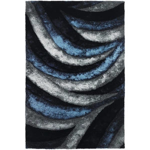 Chandra Flemish Polyester Rectangular Hand-woven Rug, Navy/Blue/Grey