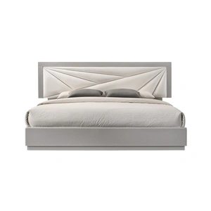 J&M Furniture Florence Modern Leatherette Platform Bedroom Set, White/Taupe