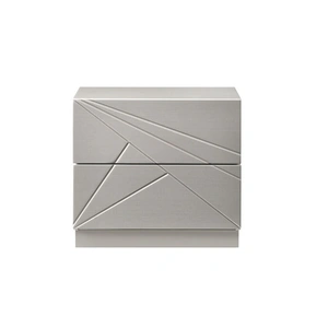 J&M Furniture Florence Modern Lacquer Nightstand, White/Taupe