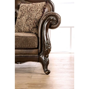 Furniture of America Ensenada Leatherette/Fabric Sofa, Brown