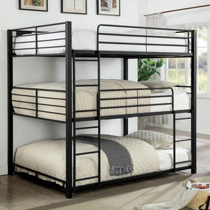 Furniture of America Olga Metal Triple Bunk Bed, Full Size, Sand Black