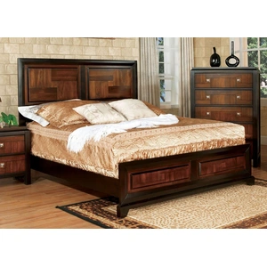 Furniture of America Patra Wood Panel Bedroom Set, Acacia/Walnut