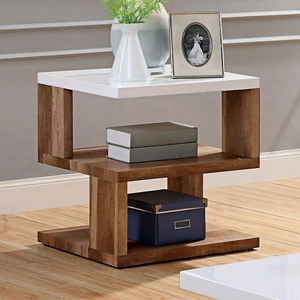 Furniture of America Majken Wood Storage Coffee Table Set, White/Natural Tone