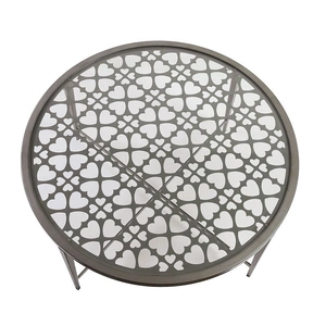 Furniture of America Freja Glass/Steel Round Coffee Table, Silver