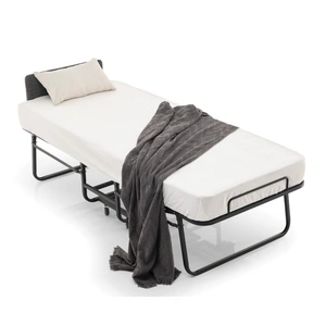 Casamode Folding Metal Duo Bed with Casters, Black