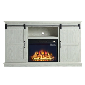 Manhattan Comfort Myrtle 60-inch Fireplace w/2 Sliding Doors & Media Wire Management