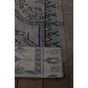 Chandra Fusion Wool Rectangular Hand-knotted Rug, Grey/Charcoal/Black