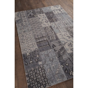Chandra Fusion Wool Rectangular Hand-knotted Rug, Grey/Charcoal/Black