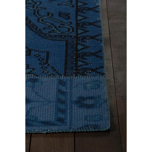 Chandra Fusion Wool Rectangular Hand-knotted Rug, Blue/Charcoal/Black