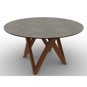 Calligaris Cartesio W55.1-inch Ceramic/Metal/Wood Customizable Round Dining Table