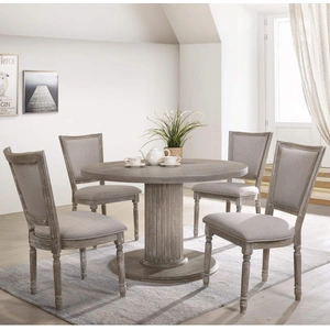 ACME Gabrian Wood Round Dining Table, Reclaimed Gray