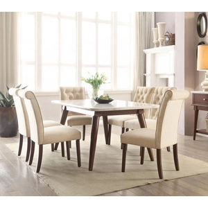 ACME Gasha Fabric/Wood Dining Chair, Beige/Walnut