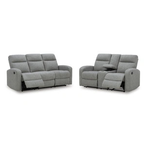 Ashley Furniture Gauntlet Polyester Reclining Living Set, Sterling