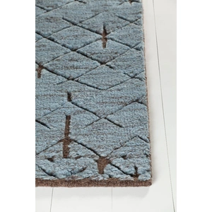 Chandra Genna Wool/Cotton Rectangular Hand-knotted Rug, Blue/Brown