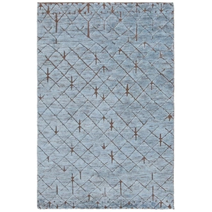 Chandra Genna Wool/Cotton Rectangular Hand-knotted Rug, Blue/Brown