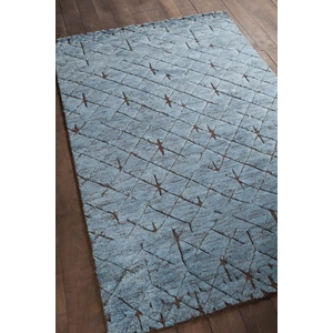 Chandra Genna Wool/Cotton Rectangular Hand-knotted Rug, Blue/Brown