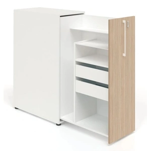 NARBUTAS Boxi Office Lockable Storage Tower w/1 Shelf, 2 Metal Shelves & 2 Small Drawers