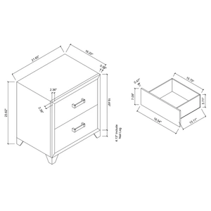 Global Furniture USA Luccia Wood Nightstand w/2 Drawers, White