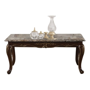 Galaxy Home Furnishings Gloria Marble Top Rectangular Coffee Table, Silver