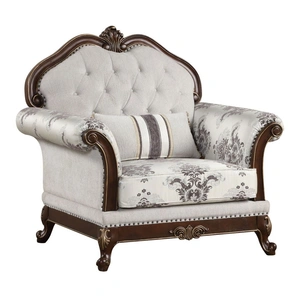 Galaxy Home Furnishings Gloria Button Tufted Fabric Chair, Silver