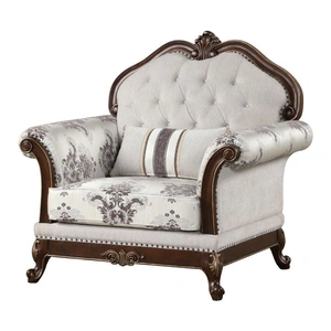 Galaxy Home Furnishings Gloria Button Tufted Fabric Chair, Silver