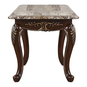 Galaxy Home Furnishings Gloria Marble Top Rectangular End Table, Silver