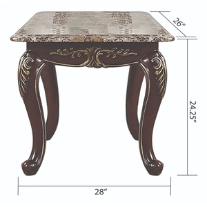 Galaxy Home Furnishings Gloria Marble Top Rectangular End Table, Silver